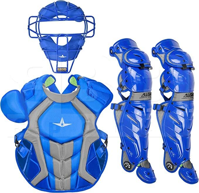 All-Star Catcher’s Gear Kit – Includes Helmet, Chest Protector & Leg Guards – Lightweight, Durable Baseball Protective Set, Meets NOCSAE