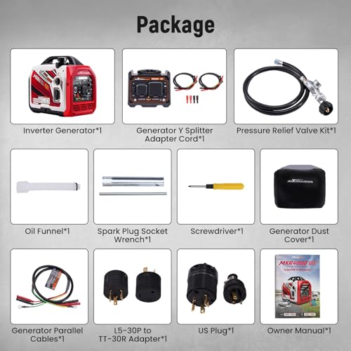 maXpeedingrods 4000 Watt Dual Fuel Inverter Generator with Bluetooth&reg; Control Start, with Generator Parallel Kit with 120V 30A