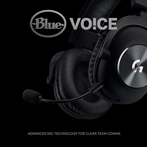 Logitech G Pro X Wired Gaming Headset: Blue VO!CE Detachable Boom Mic, DTS 7.1, 50 mm Drivers, USB/3.5mm Aux, Spare Memory Foam Ear Pads