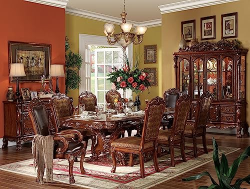 Kitchen Furniture Set 9pc Formal Dining Table Set Include 1 Dining Table, 6 Side Chairs and 2 Arm Chairs