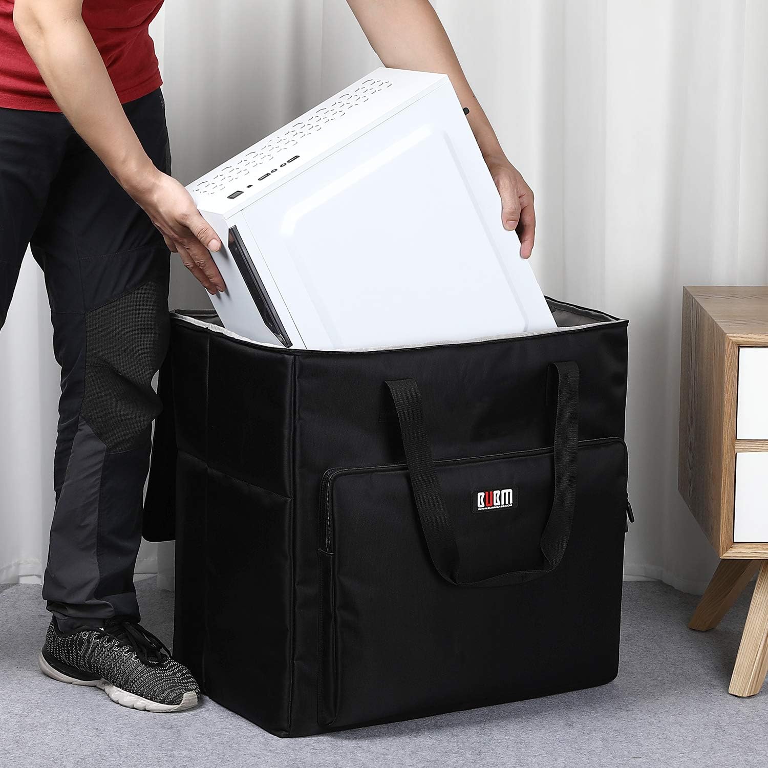 ITHWIU Desktop Gaming Computer Tower PC Double Layers Carrying Case Travel Storage Bag for Computer Main Processor Case, Monitor(Up to 24 inch)