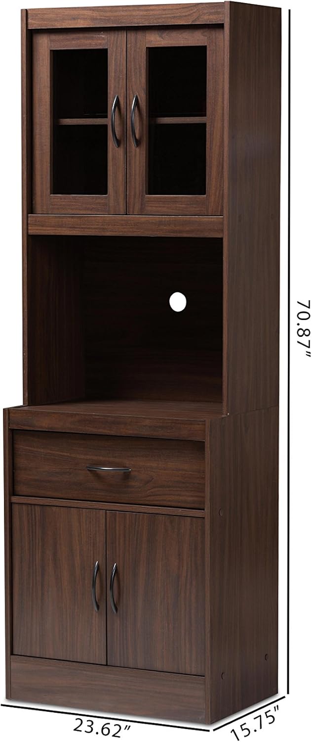 Baxton Studio Kitchen Cabinet, Walnut Brown