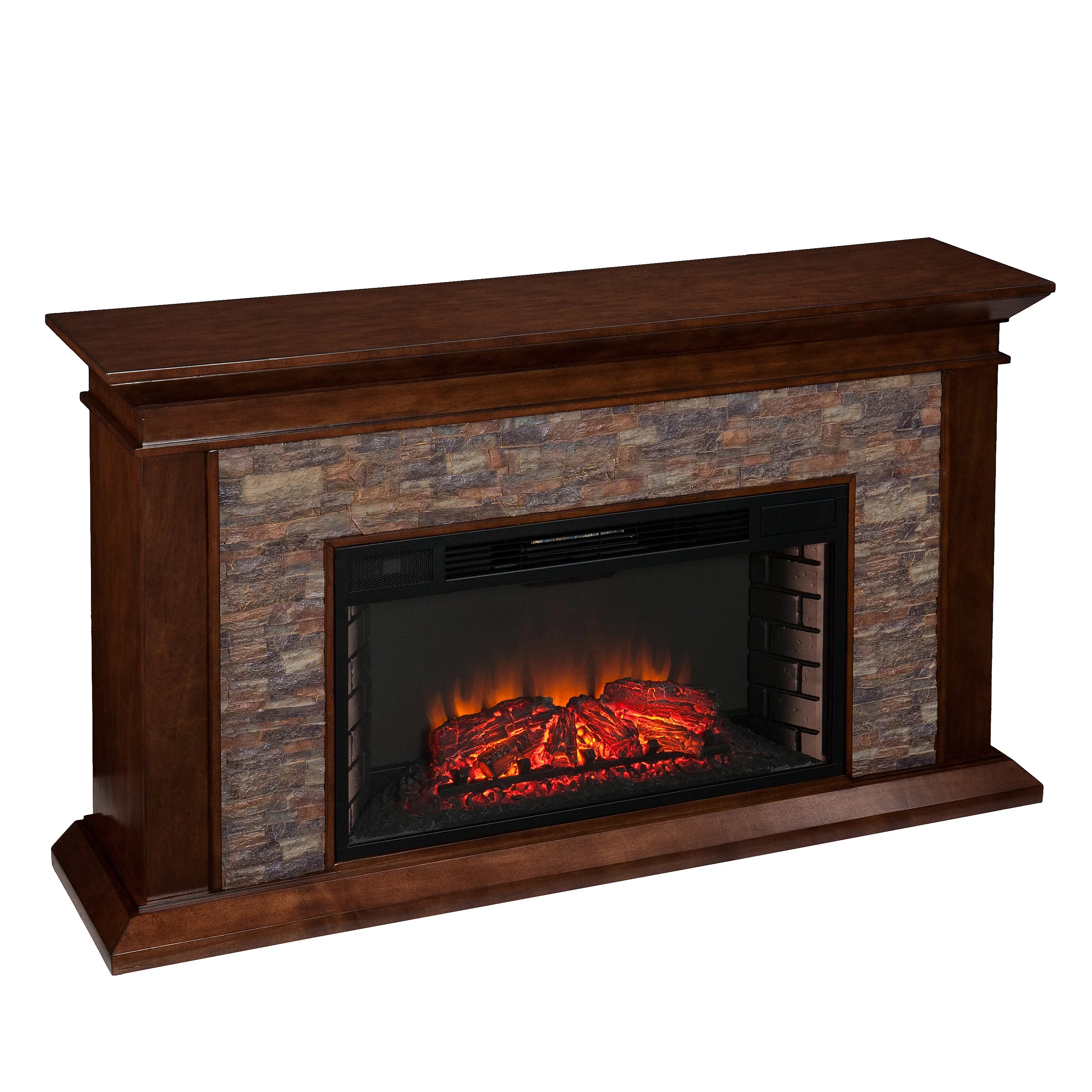 SEI Furniture Canyon Heights Simulated Stone Electric Fireplace 60 x 35.5 Freestanding Indoor Electric Fireplaces
