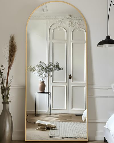 Full Length Mirror, 76"x34" Arched Floor Mirror Freestanding, Floor Standing Full Body Mirror with Stand for Bedroom