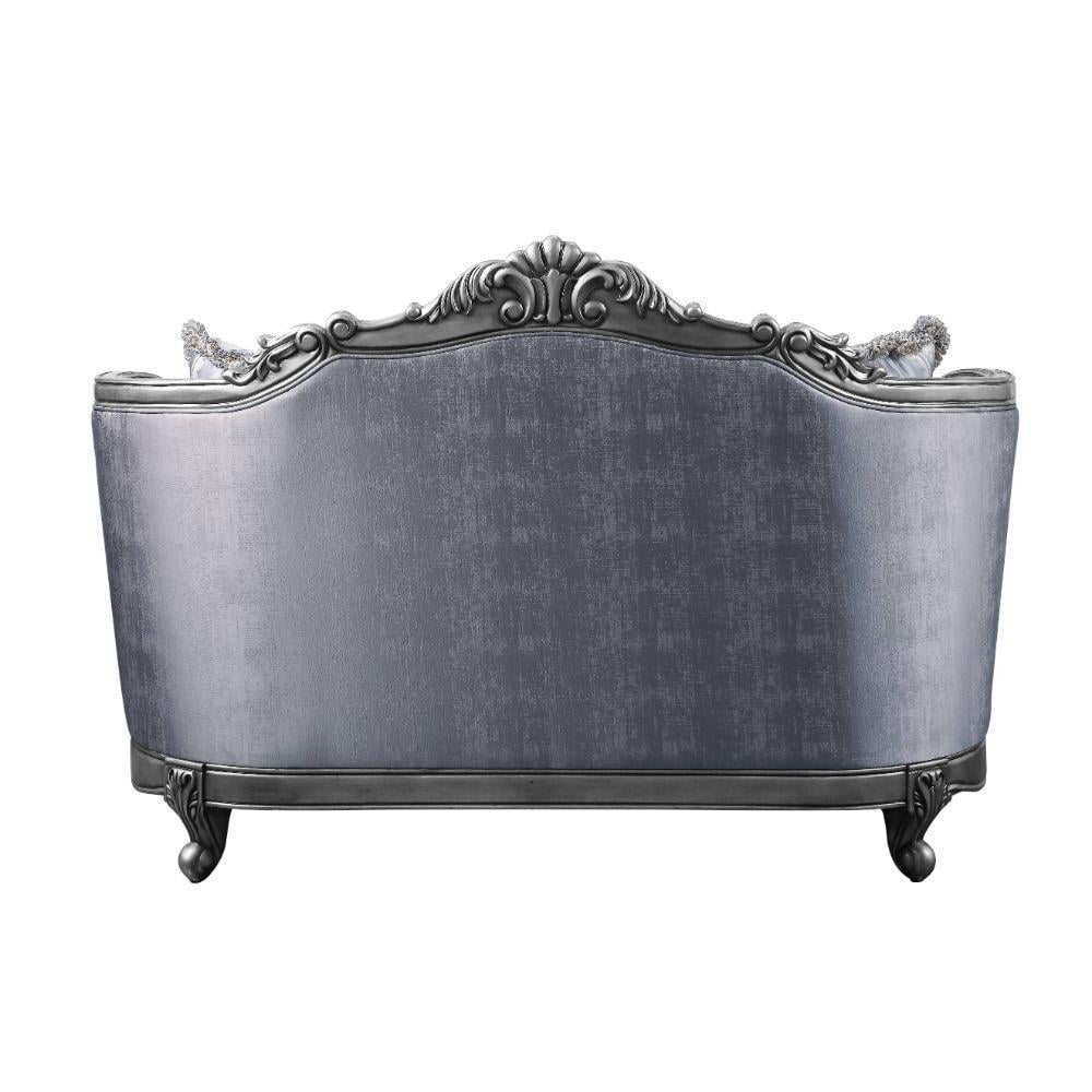 Luxury Lustrous Fabric & Platinum Ariadne Sofa Set 2 Pcs 55345 ACME Traditional