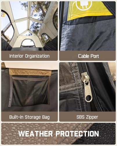 FanttikOutdoor Instant Cabin Tent 6/8/10/12 Person Camping Tent Setup in 60 Seconds with Rainfly & Windproof Portable with Carry Bag for Family