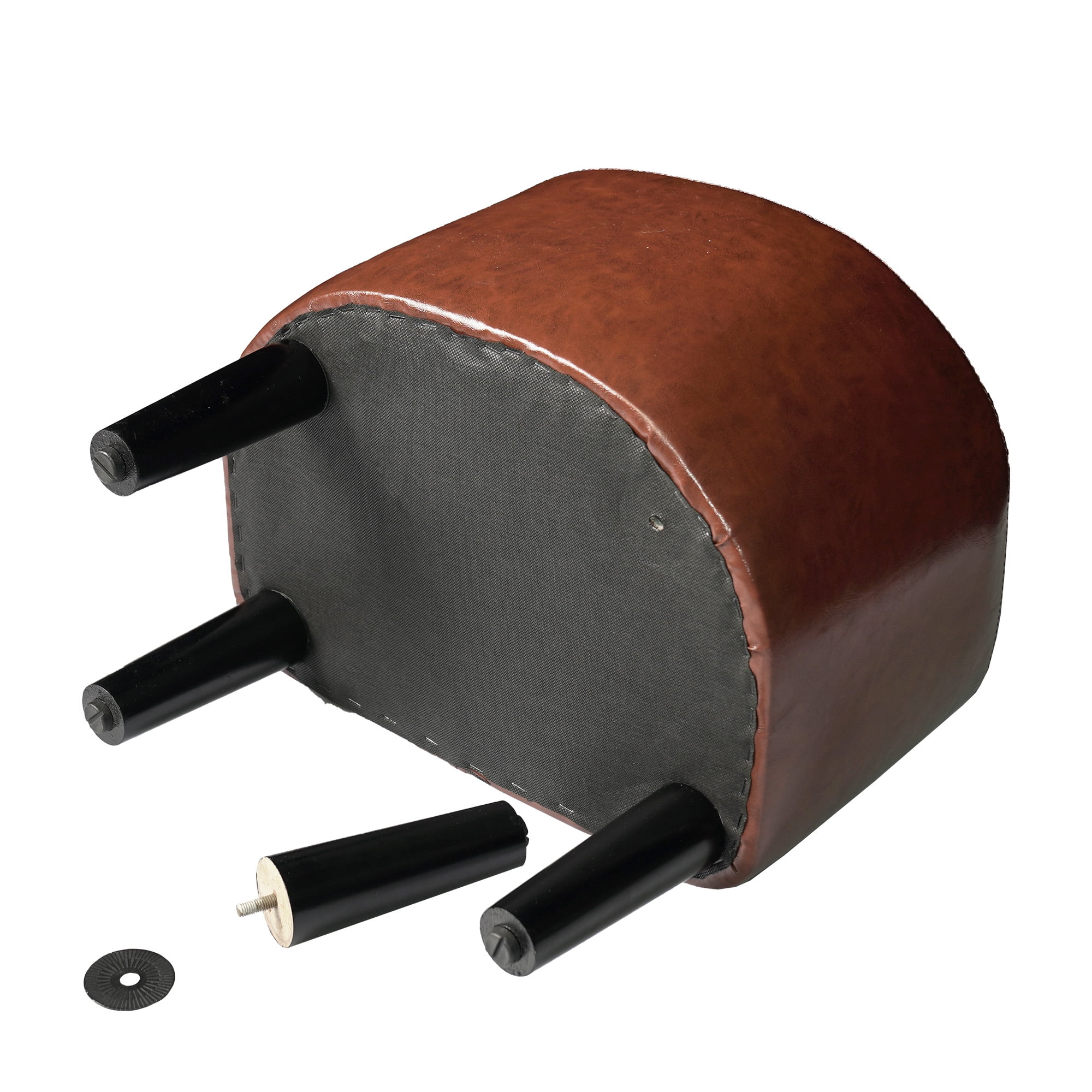 Living Room Chairs Faux Leather Modern Club Chair with Ottoman Cozy Arm Chair with 1 Pillow Brown