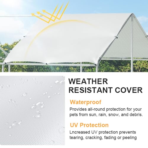 Morngardo Chicken Coop Large Metal Run for 40 Chickens Walk in Yard Poultry Cage Hen House with Waterproof Cover (193.75 Square Feet)