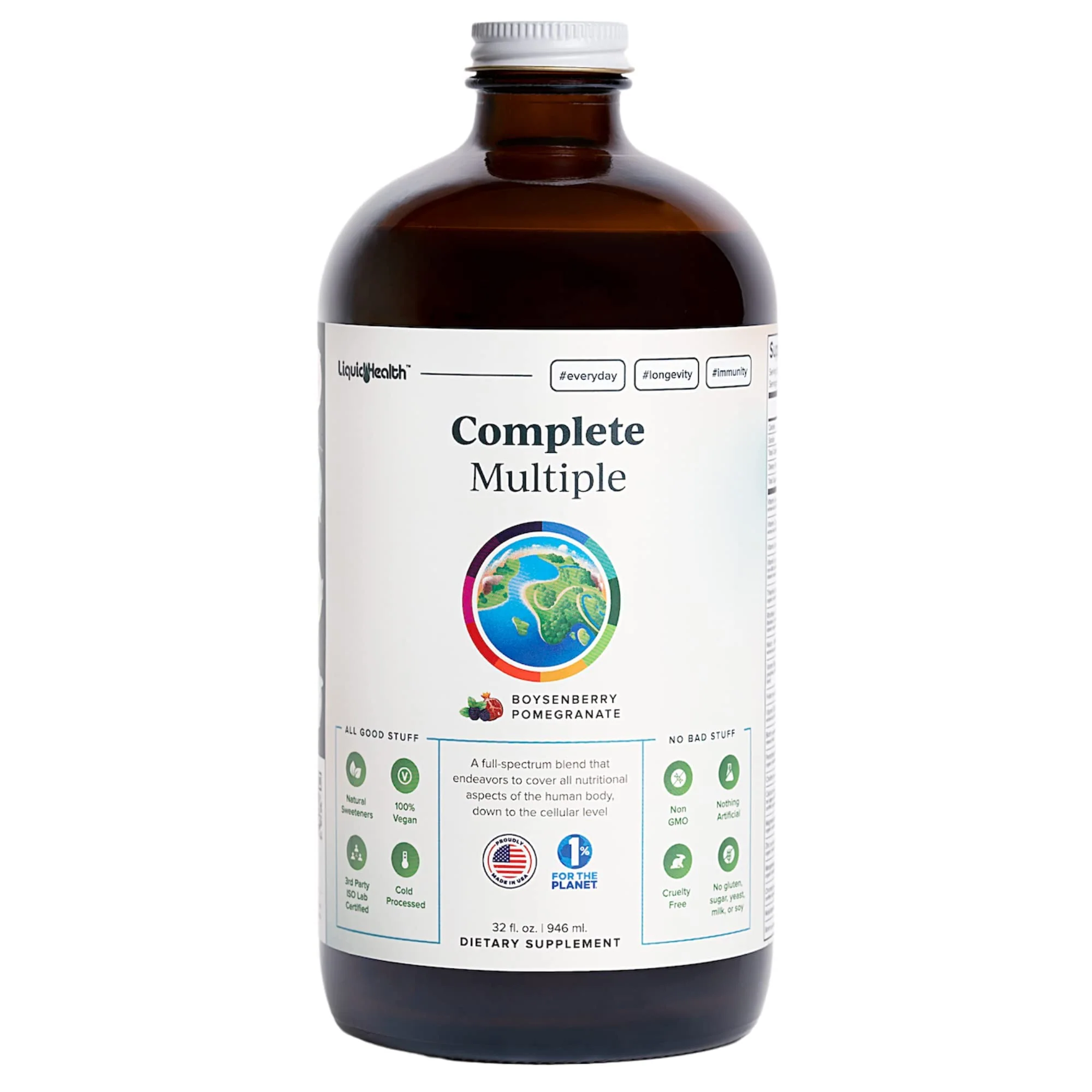 LIQUIDHEALTH 32 Oz Liquid Multivitamin for Adult Men & Women - Complete Multiple, Natural Immune Support, Non-GMO, Vegan, Gluten Free, Sugar Free