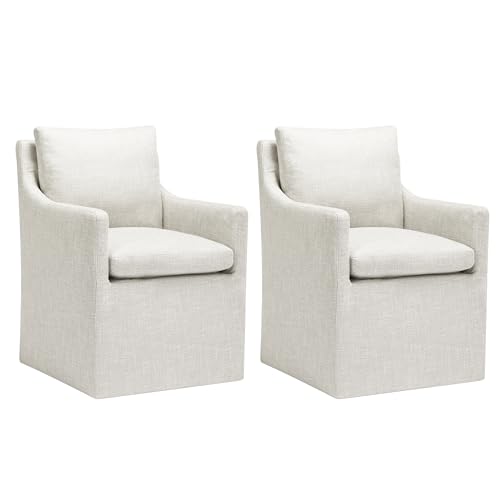 DUHOME Upholstered Dining Chair,Linen Accent Chair for Living Room,Single Sofa with 4 Casters