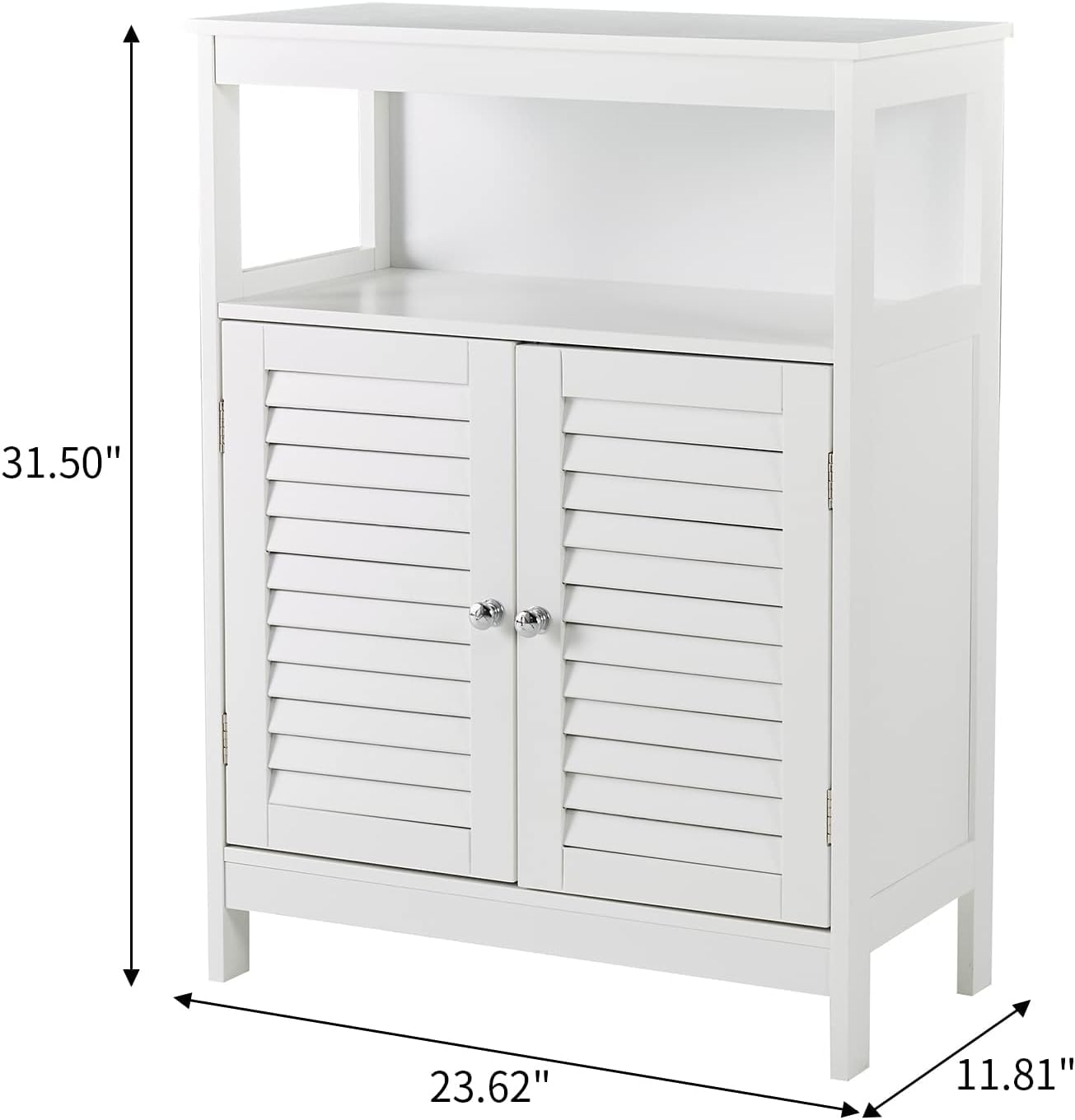 HoorLang Storage for Bathroom, Small Cabinets, Bathroom Table with Storage Cupboard Open Compartments, Easy Assembly White HLBC04W