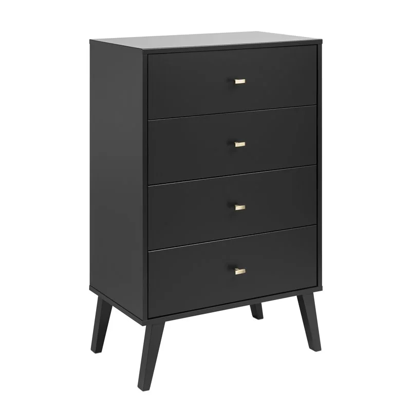 Home Square 4-Piece Set with 2 Nightstands Double Dresser and 4-Drawer Chest