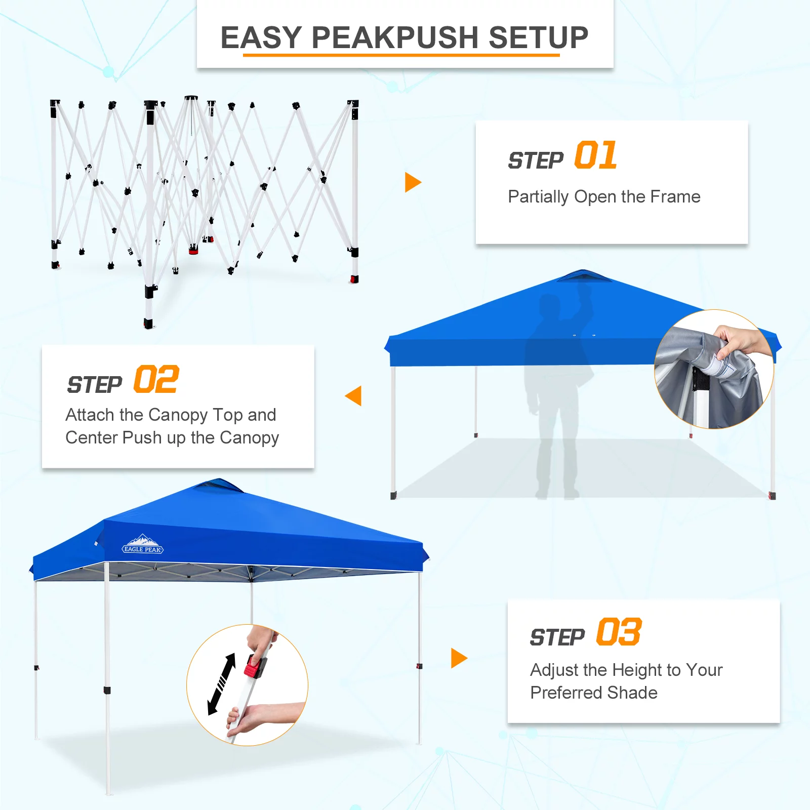 EAGLE PEAK 12 x 12 Pop Up Canopy Tent Instant Outdoor Canopy Easy Set-up Straight Leg Folding Shelter - Radiant Selections