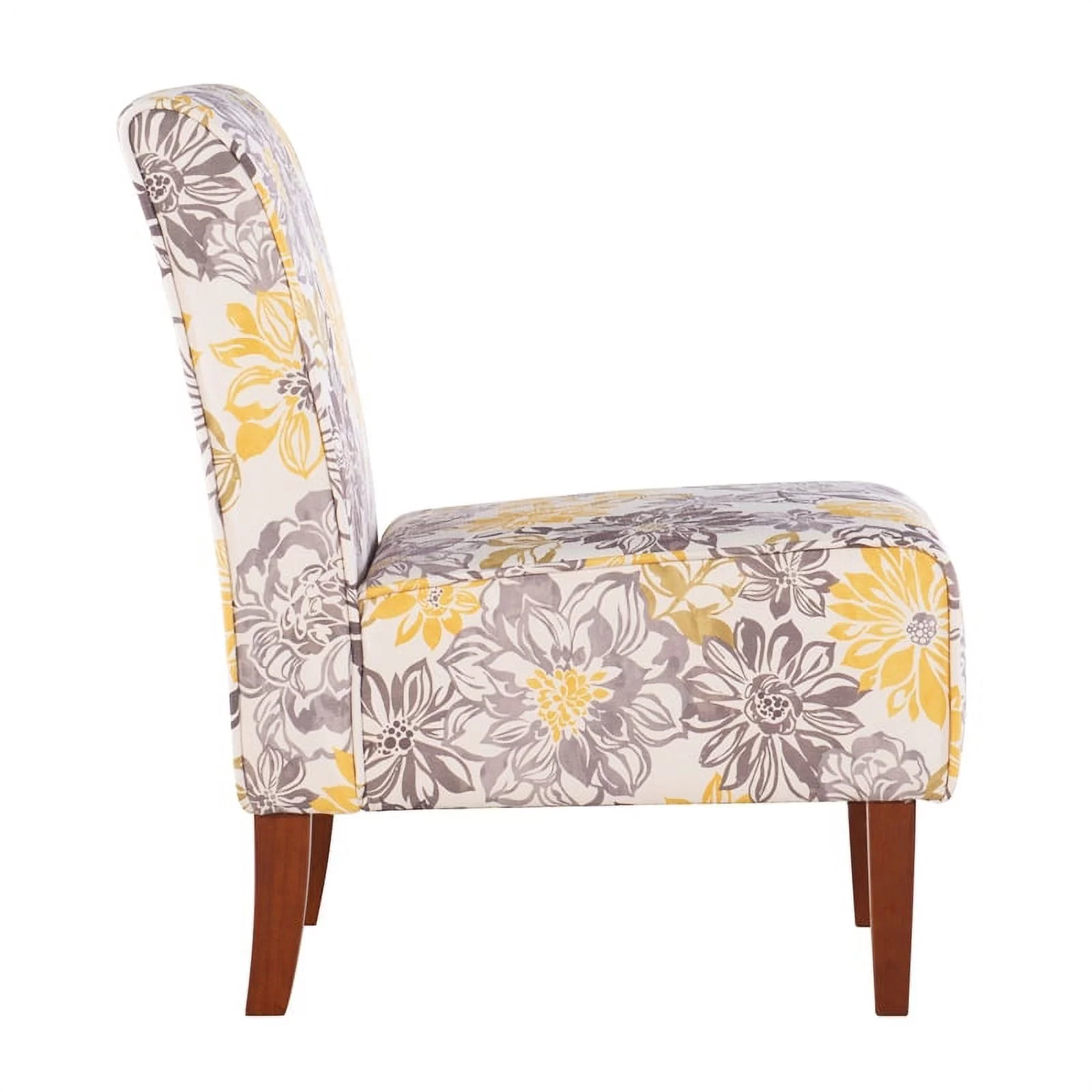 Riverbay Furniture Transitional Fabric Floral Accent Chair in Gray/Yellow