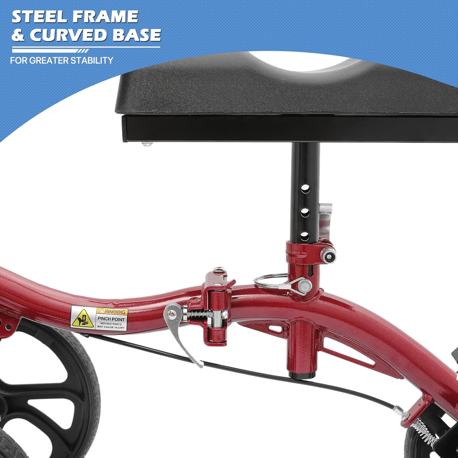 Knee Walker Compact All Terrain 10'' Front Wheels Adjustable Height Knee Scooter with Dual Braking System and Removable Storage for Ankle and Foot