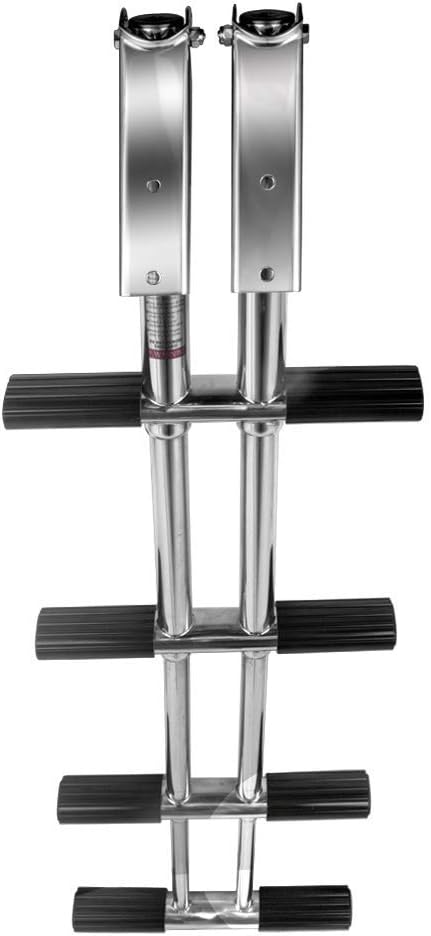 Boat Diver Ladder 4 Step Stainless Steel Marine Dual Vertical Telescoping Tube Ladder