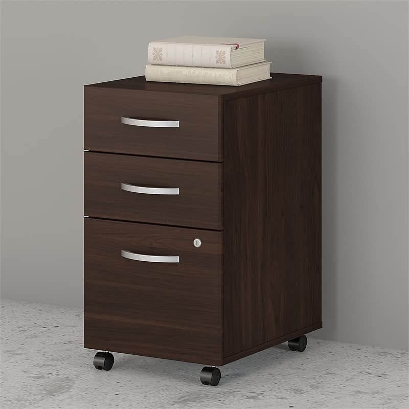 Pemberly Row 3 Drawer Mobile File Cabinet in Black Walnut - Engineered Wood