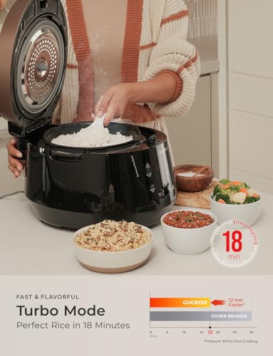 CUCKOO CRP-P0609S 6-Cup (Uncooked) / 12-Cup (Cooked) High Pressure Rice Cooker & Warmer with Nonstick Inner Pot, 12 Menu Options, Fuzzy Logic Tech