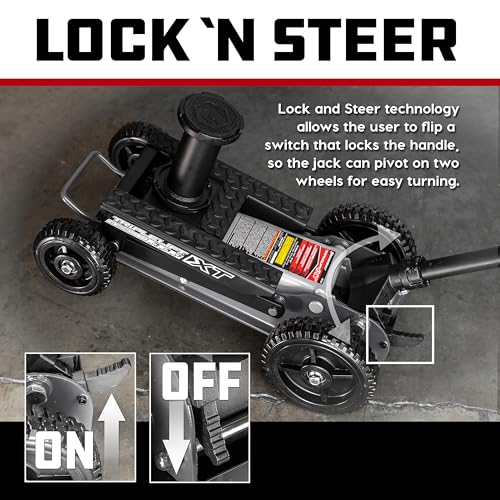 Powerbuilt 2 Ton Triple Lift Floor Jack, Lifts Cars, Trucks, Motorcycles, ATV's, Transmissions, Tie-Down Loops, Locking Safety Bar - 620422E, Silver