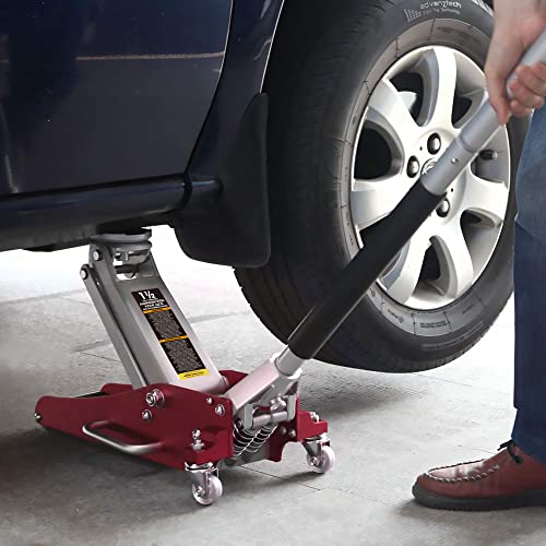 BIG RED 1.5 Ton Floor Jack,Aluminum and Steel Hydraulic Low Profile Car Jack with Dual Piston Quick Lift Pump