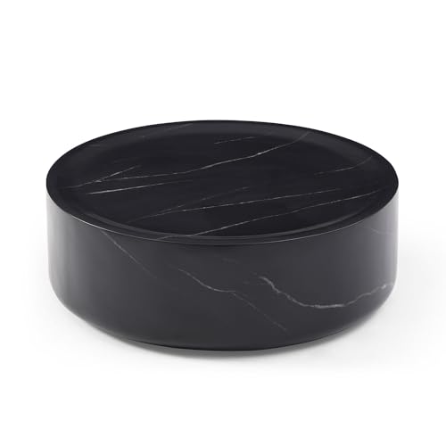 JUSTONE 15.75 ''Round Coffee Table, Accent End Table for Living Room Office Apartment, Modern Minimalist Side Table with Faux Marble Pattern