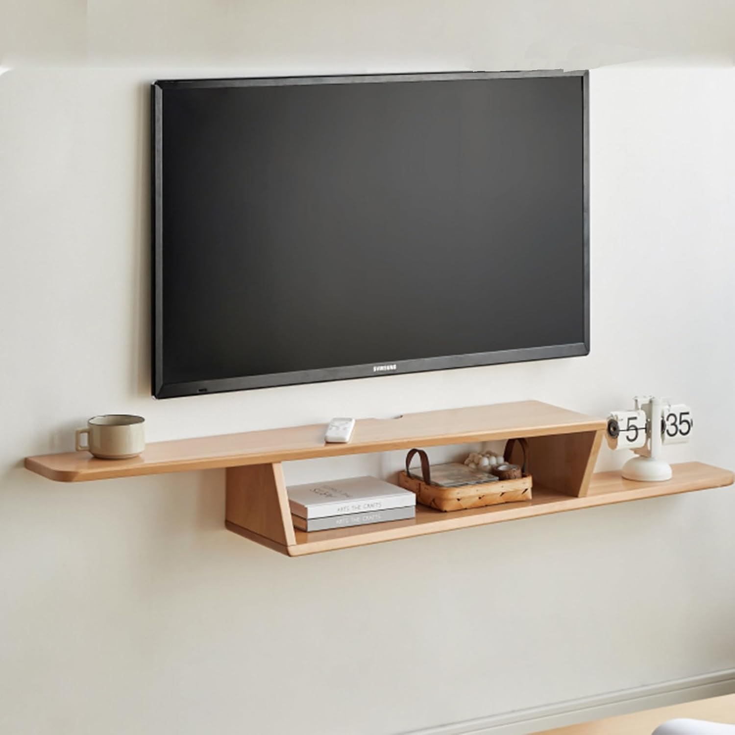 Solid Wood TV Stand, TV Console Suspended Narrow, Entertainment Center Living Room Furniture, Tv Cabinet Small, for Living Room, Bedroom Tv Stands