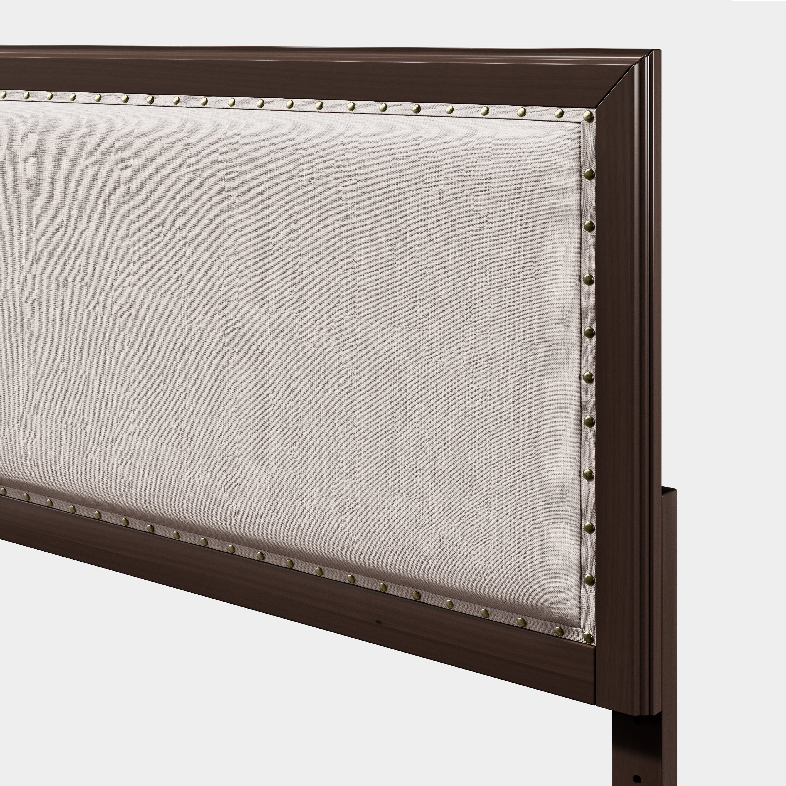 DG Casa Salerno Upholstered Wood Platform Bed Frame with Nailhead Trim Adjustable Height Headboard and Full Wooden Slats Box Spring Not Required