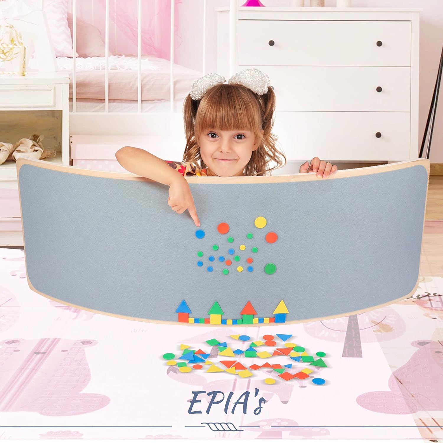 Epia's Wooden Wobble Balance Board - For Kids and Adults - Natural Beech Wood Open Ended Montessori Preschool Learning - Physical Therapy Board