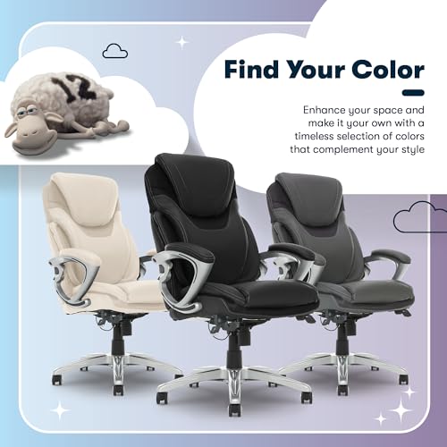 Serta Bryce Executive Office Chair, Ergonomic Computer DeskChairs with Patented AIR Lumbar Support, Comfy Body Pillows, Height Adjustable