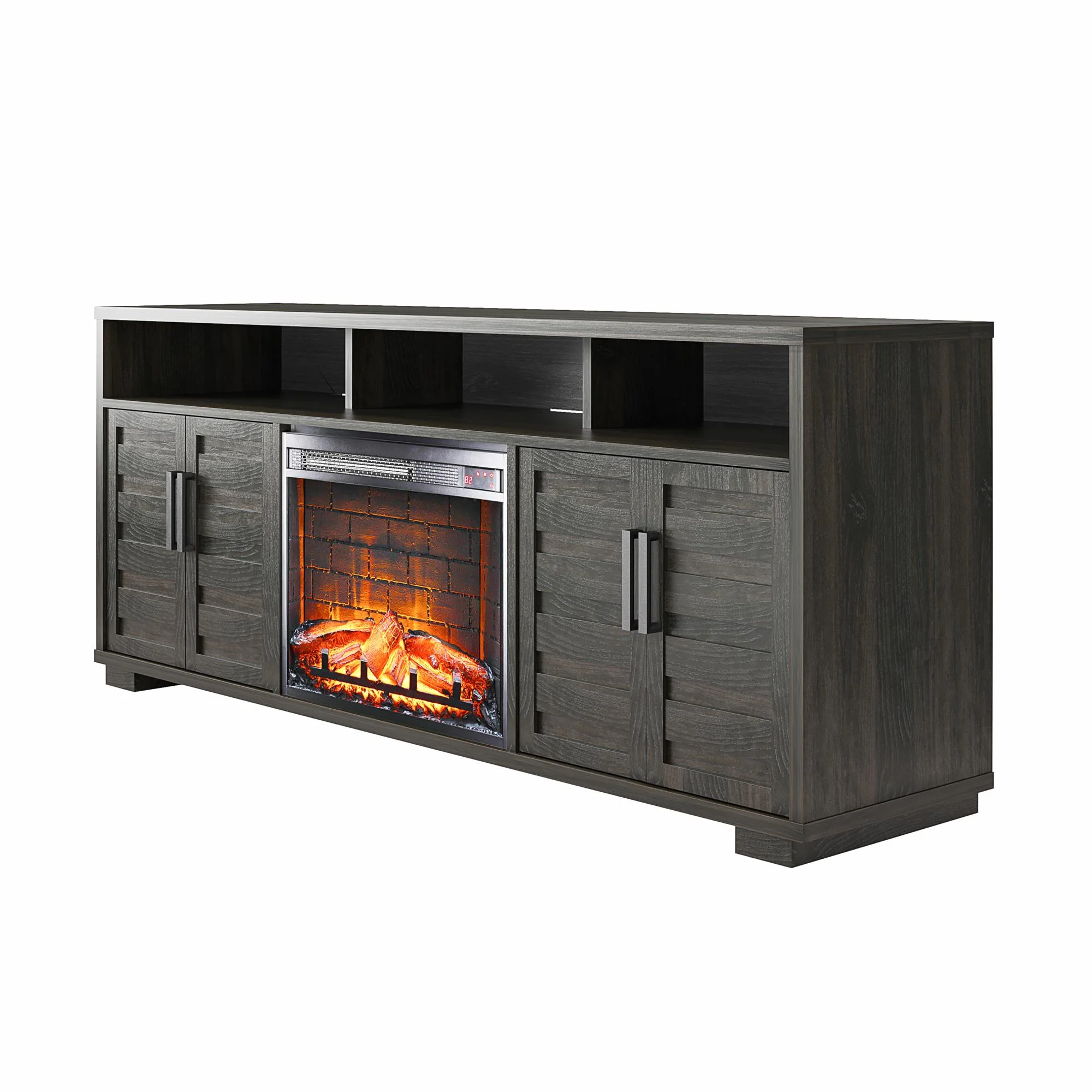 Ameriwood Home Fernwood Electric Fireplace Console TV Stand for TVs up to 75", Espresso