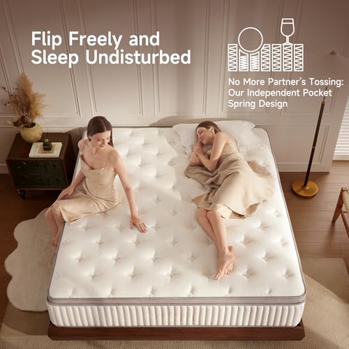 Queen Size Mattress, 12 inch Queen Cooling Gel Memory Foam Mattresses for Pressure Relief, Medium Firm Hybrid Mattress in a Box, CertiPUR-US Certified