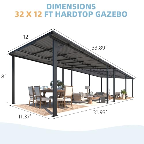 AECOJOY 10&rsquo; x 10&rsquo; Gazebo, Wall Mounted Gazebos Pergola on Clearance, Outdoor Patio Lean to Gazebo Awnings for Deck, Porch