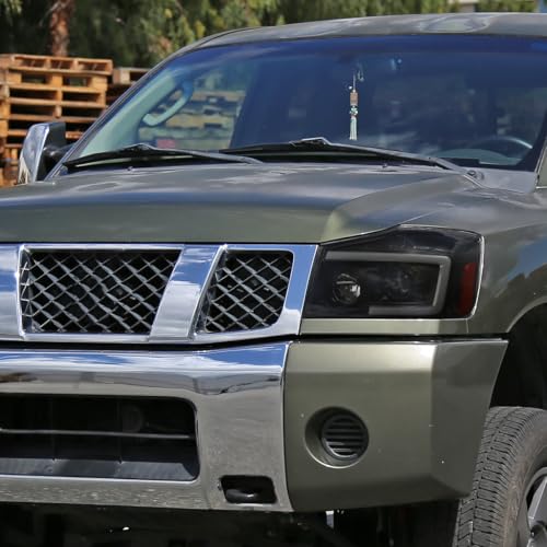 Fits 2004-2015 Nissan Armada Titan Upgraded Replacement Projector Headlights LED Switchback Sequential Turn Signals Assembly Pair | Black