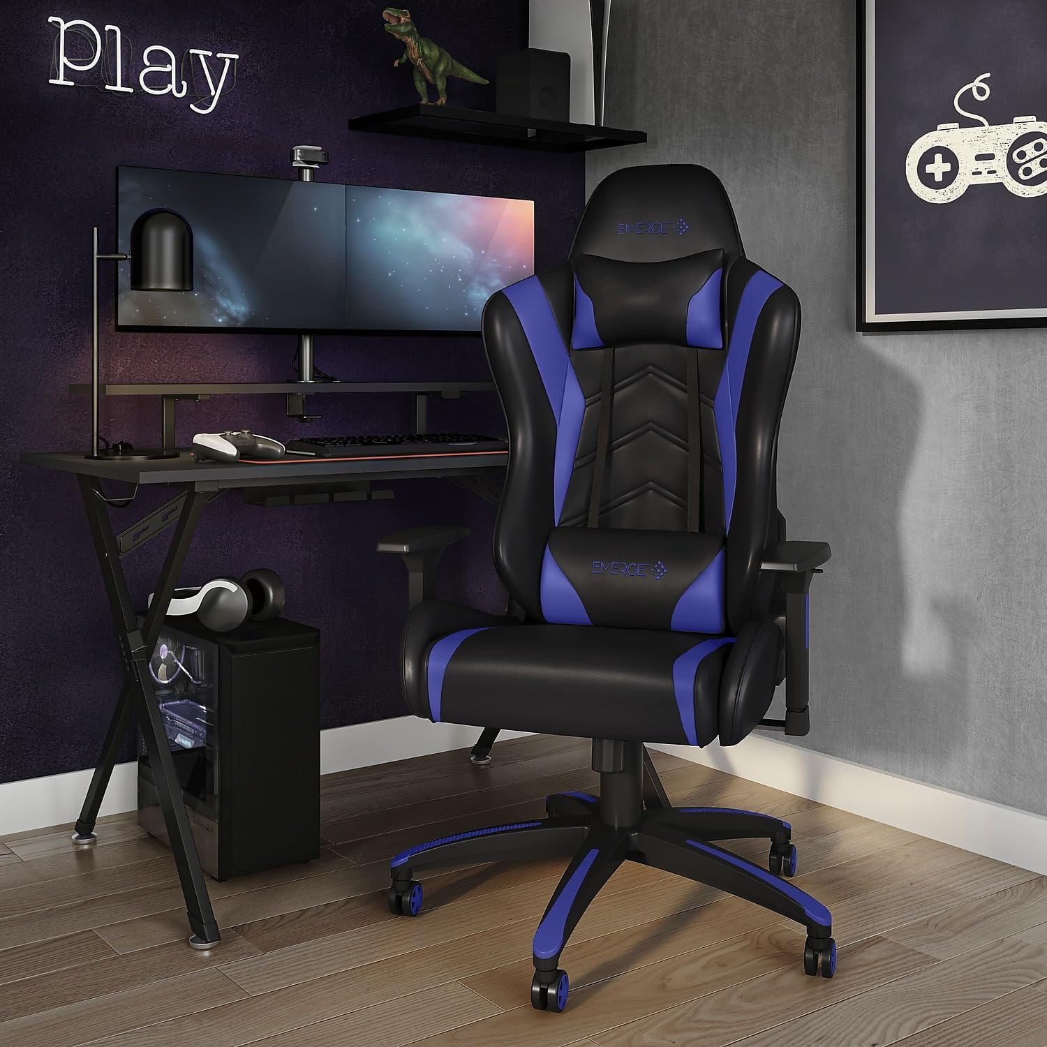 STAPLES 24326200 Vartan Gaming Chair Blue