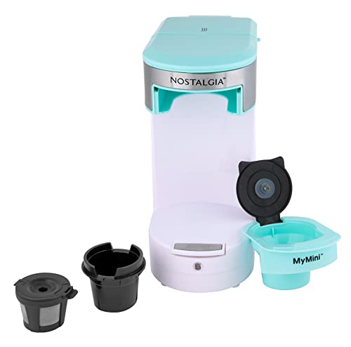 Nostalgia MyMini Single Coffee Maker, Brews K-Cup & Other Pods, Serves up to 14 Ounces, Tea, Chocolate, Hot Cider, Lattes