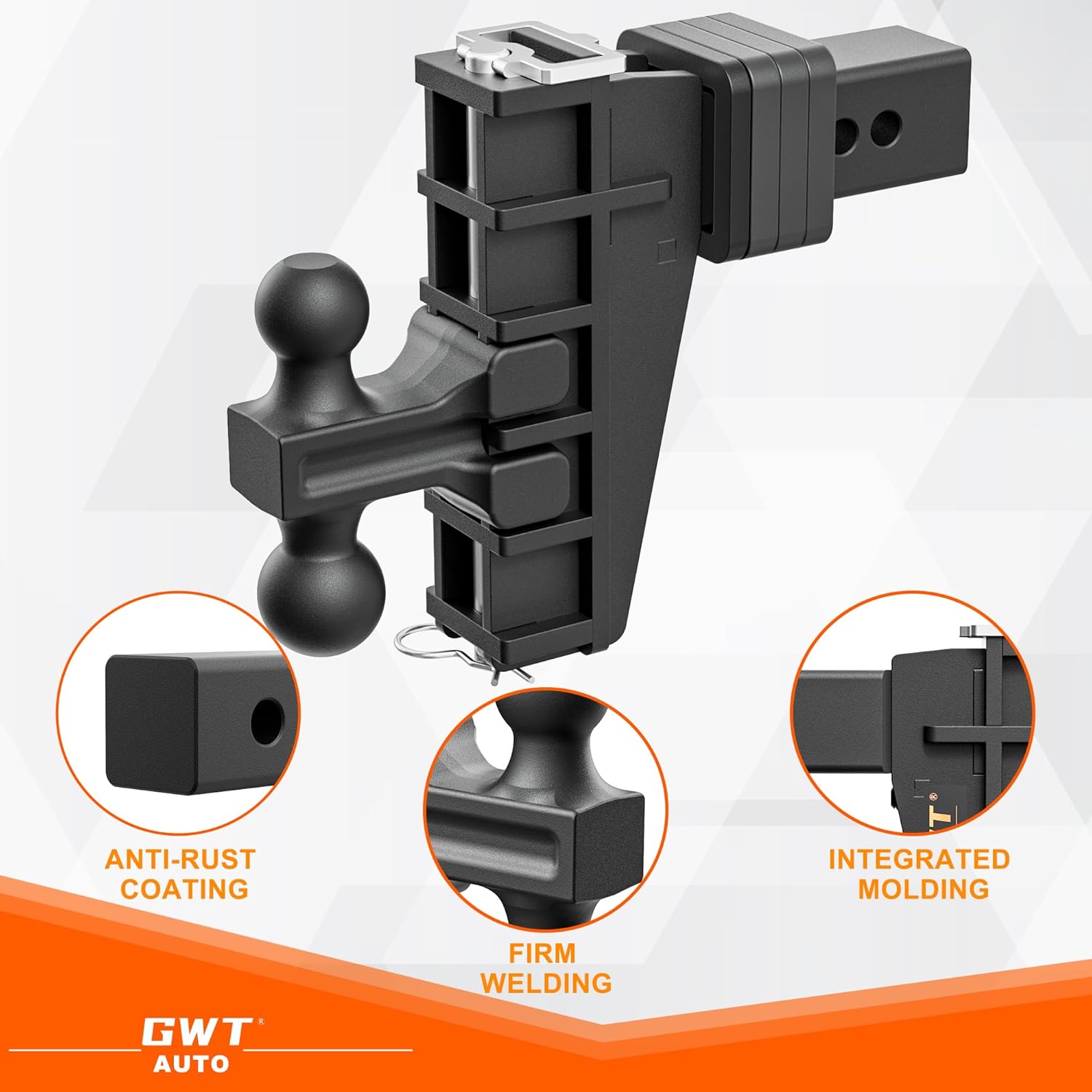 Dual-Ball Adjustable Trailer Hitch(2"&2-5/16"), Fits 2-Inch Receiver, 6 Inch Drop/Rise Drop Cushioned Hitch, 25,000 LBS GTW-Tow Hitch for Truck