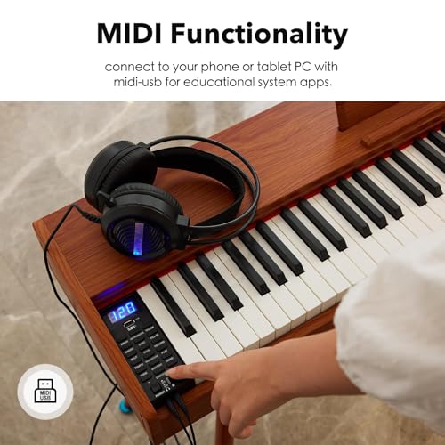 Digital Piano 88 Key Weighted Keyboard,Full-Size Desk Progressive Hammer-Action Electric Piano For Beginners, With Sheet Music Stand, Pedal
