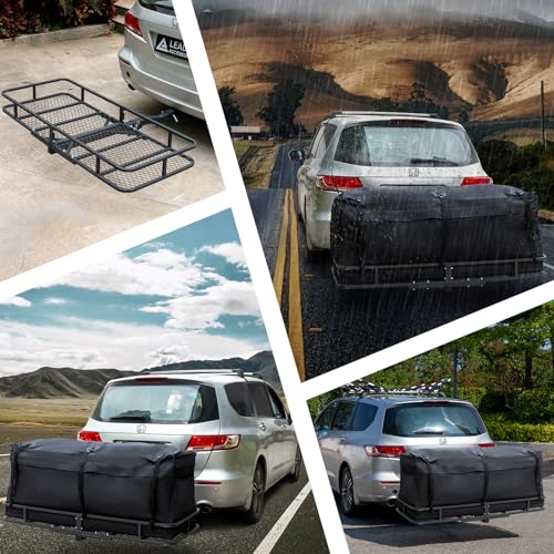 Leader Accessories Trailer Hitch Cargo Carrier Rack, 60"x24"x6" Folding Cargo Carrier Hitch Mount, Vehicle Cargo Basket for SUV, RV, Truck, Van