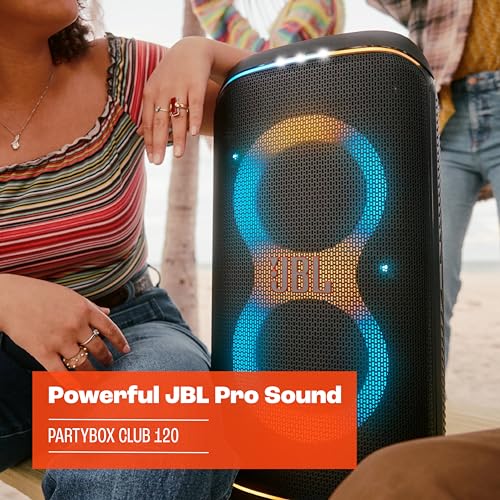 JBL PartyBox Club 120 - Portable Speaker with Foldable Handle, Powerful Pro Sound, (Black) (Renewed)