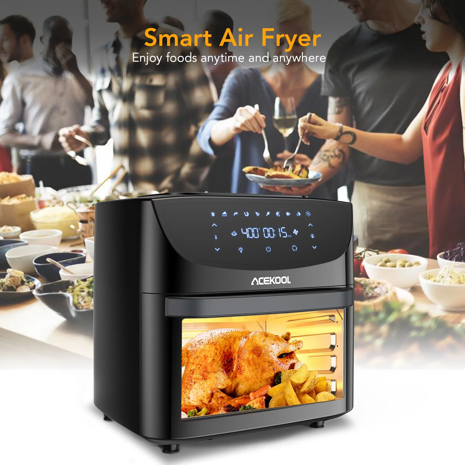 Acekool 19 Qt 1800 W 10-in-1 Digital Air Fryer Countertop Oven