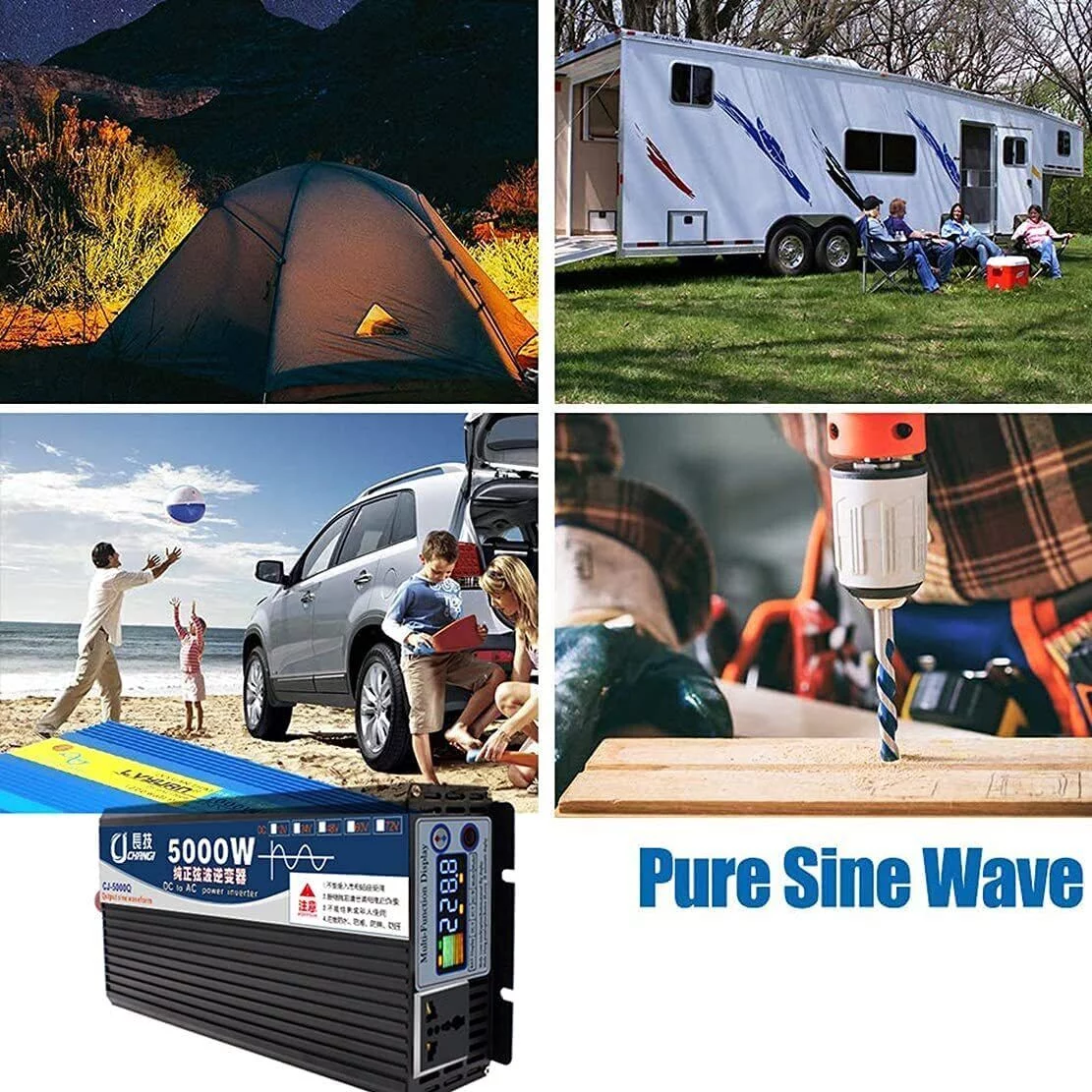 5000W Power Inverter, Pure Sine Wave DC 48V To AC 110V Converter for Computers, Igniters, Cameras, Refrigerators, Electric Drills