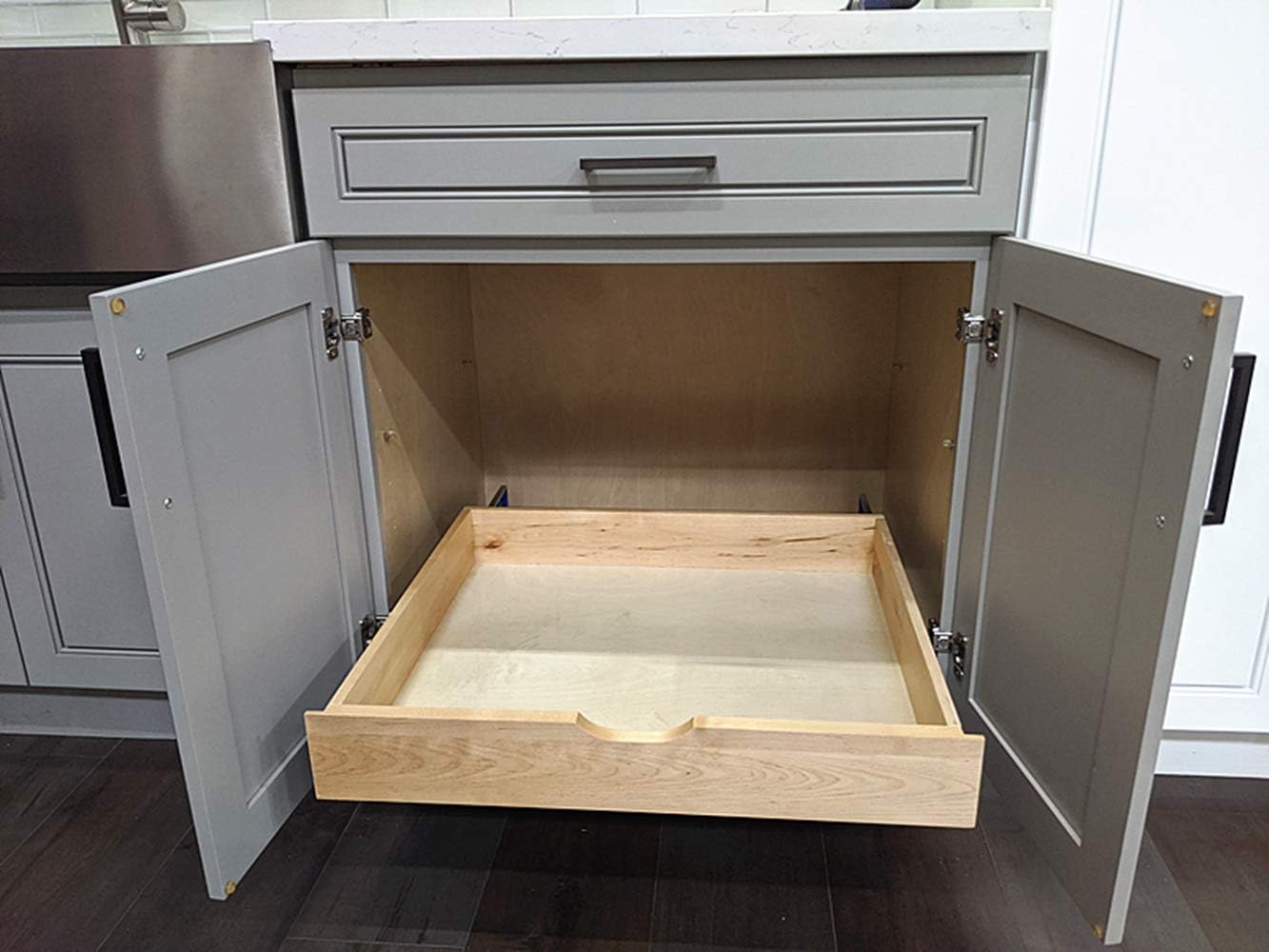 Soft Close Wooden Drawer Box Organizer Pull Out Under Cabinet Sliding Shelf Base Kitchen Bathroom Vanity Under Sink Pull Out Organizer Drawer Roll
