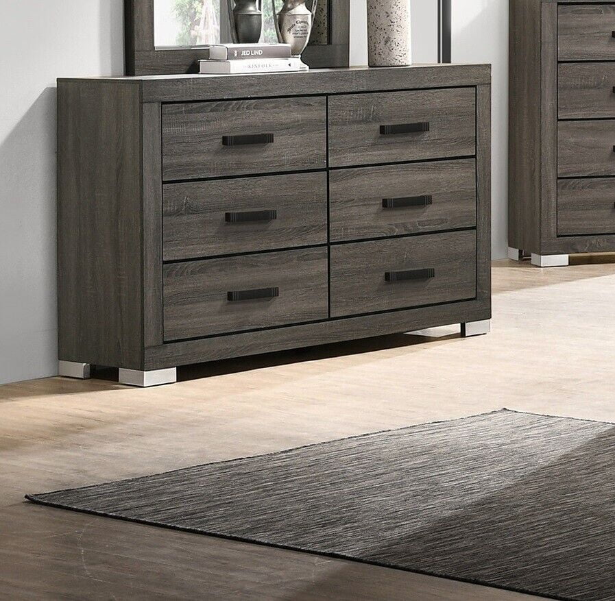 Classic Contemporary Unique 4pc Bedroom Furniture Queen Size Bed Dresser Mirror Nightstand Crafted Design Bedframe