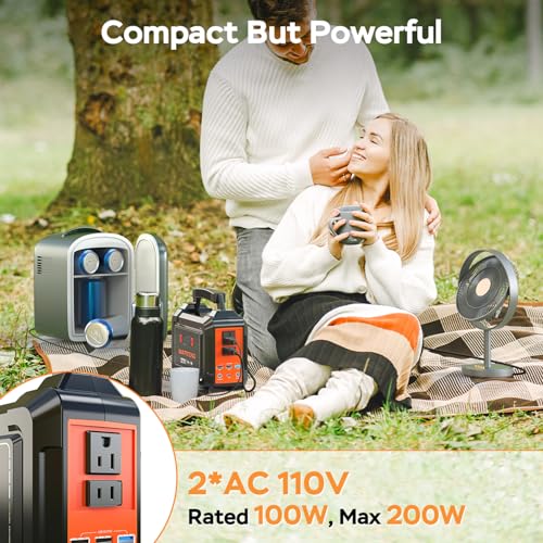 MARBERO Solar Generator 167Wh Camping Portable Power Station 200W Peak with Foldable Solar Panels 30W with AC Outlet 110V Multi-Port LED Flashlights