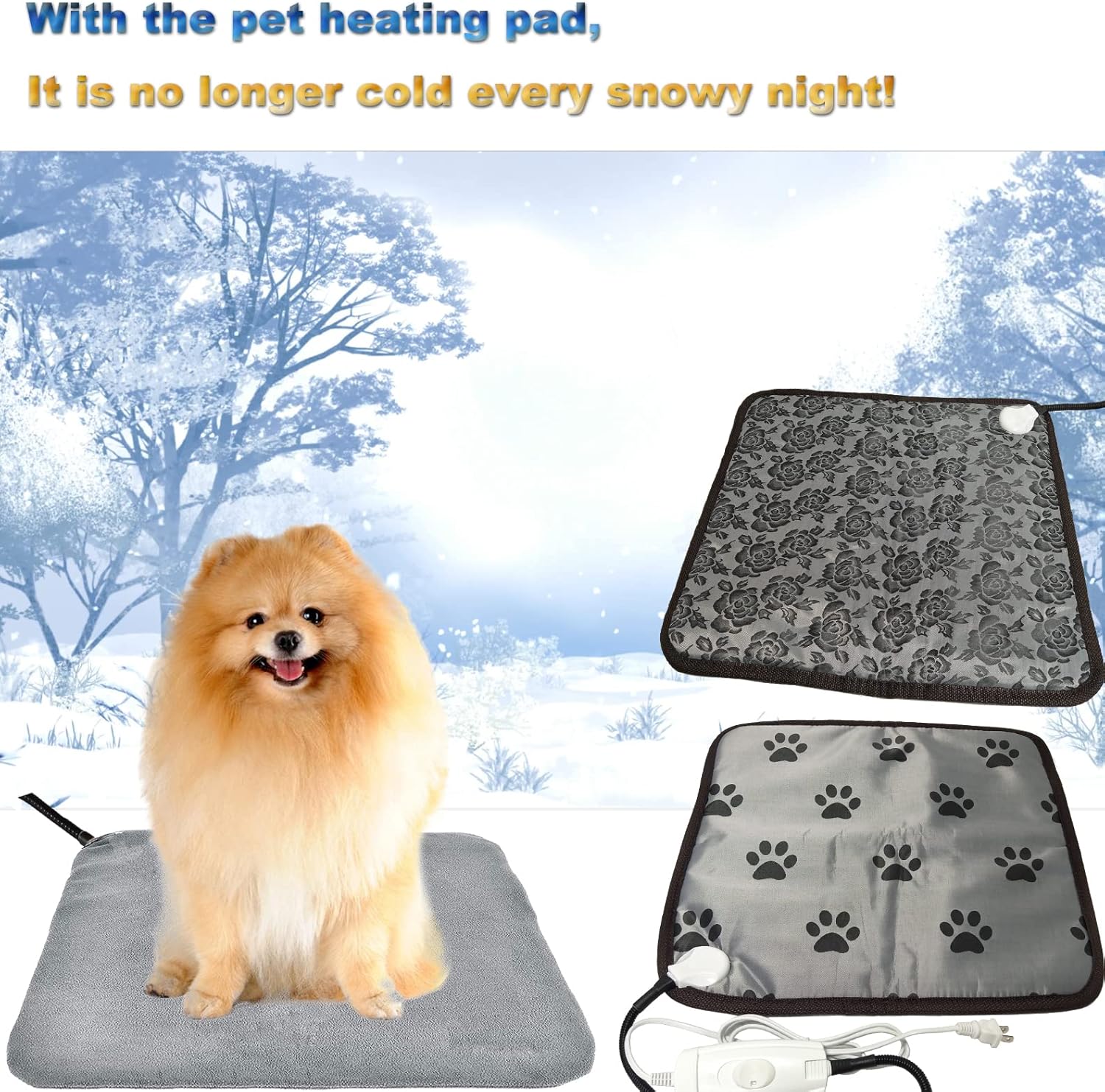Pet Heating pad Large Heated Dog Bed 34"x21" Cat Heating pad Indoor Electric Dog Heating pad Waterproof Heated Dog House mat Easy Clean