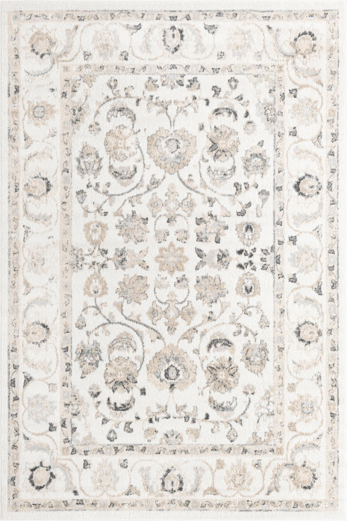Unique Loom Hadrian Aurelia Rug ,Rectangle,6' 1" x 9' 0" Ivory Traditional Border Living Room Bed Room Dining Room