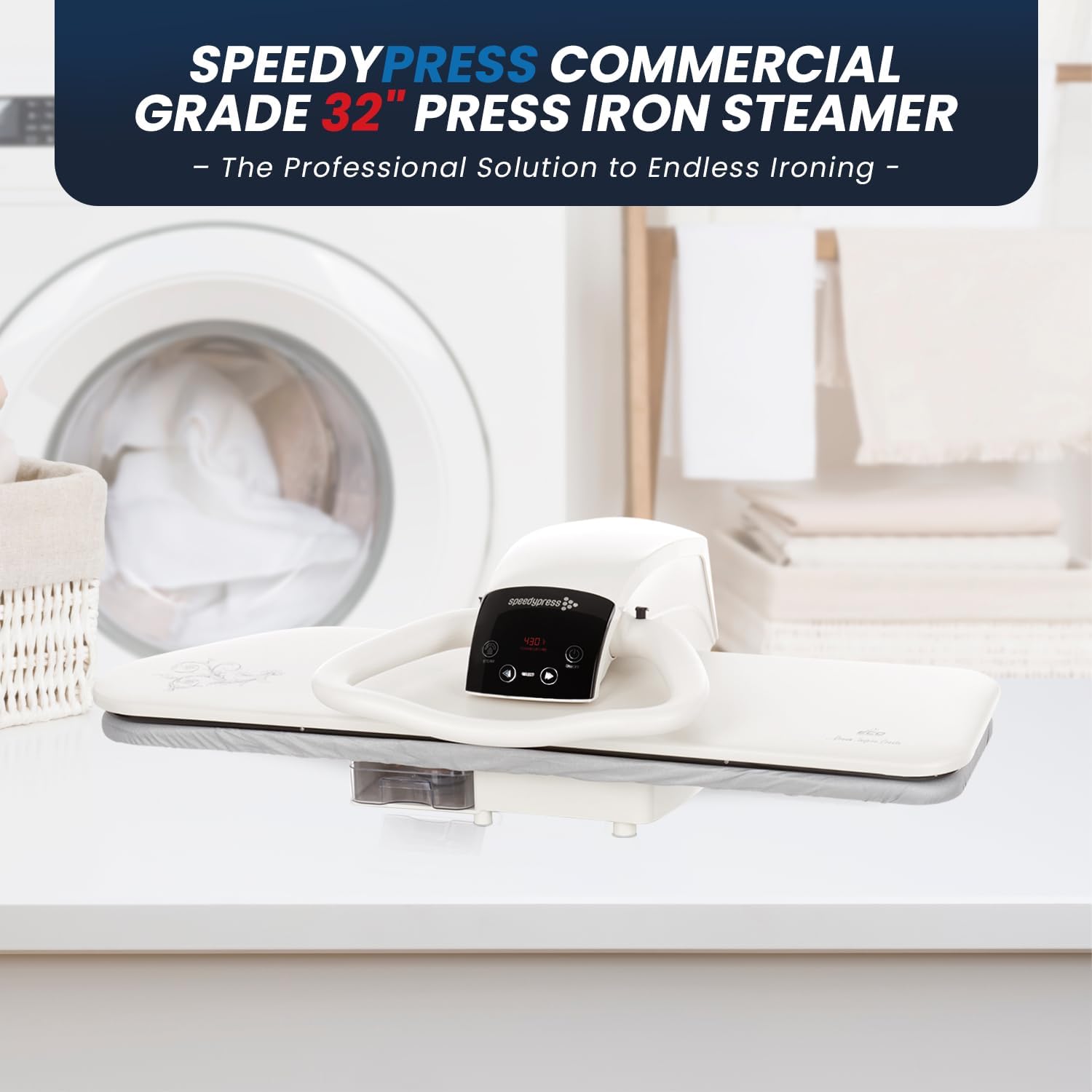 80HD Steam Press For Clothes- Professional Iron Press Machine- 32” XL Digital Heat Press With Multiple Steam Settings- Fast-Heating