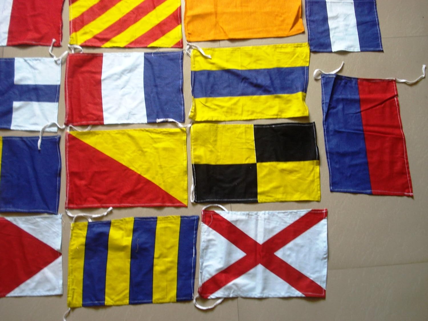 Brass Blessing Naval Signal Flag Set - Complete Set - Maritime/Marine/Boat/Yacht/Beach Party Nautical Decor (Polyester, 14 Flag Set Small)