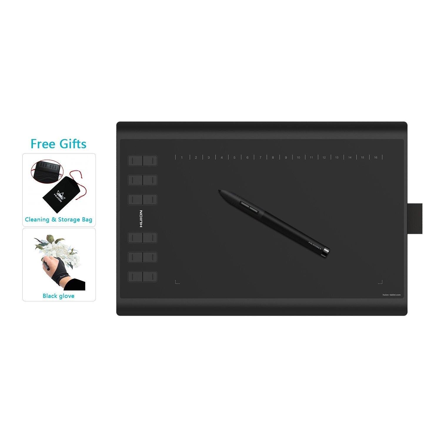 Huion New 1060 Plus Graphic Drawing Tablet with Built-In 8GB microSD Card and 12