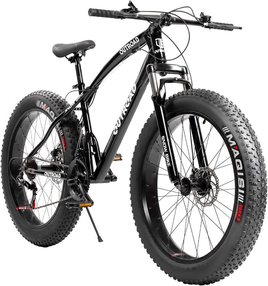 Max4out Fat Tire Mountain Bike and Normal Tire Mountain Bike 21 Speed, with High Carbon Steel Frame